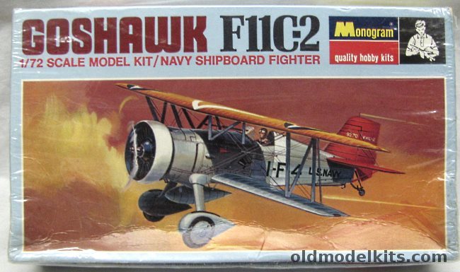 Monogram 1/72 Curtiss F11C-2  Goshawk  - (F11C2) Blue Box Issue, PA210-70 plastic model kit
